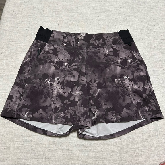 Athleta Black Floral Athletic Shorts - Picture 2 of 4